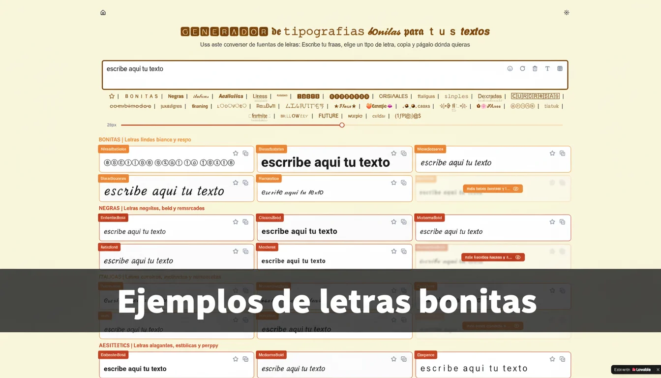 Ejemplos de letras bonitas - Fuentes lindas Unicode para copiar y pegar