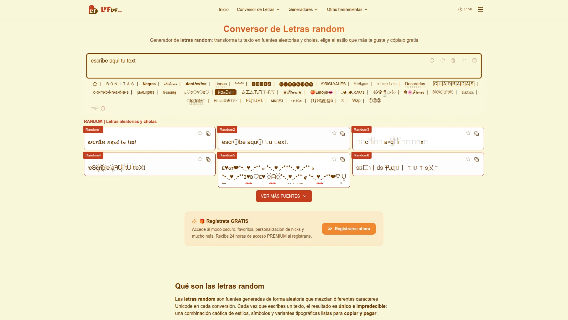 Conversor de letras random