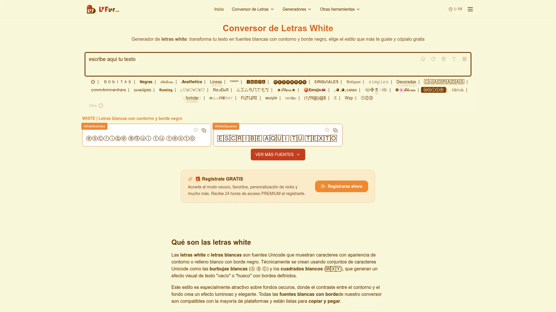 Conversor de letras white