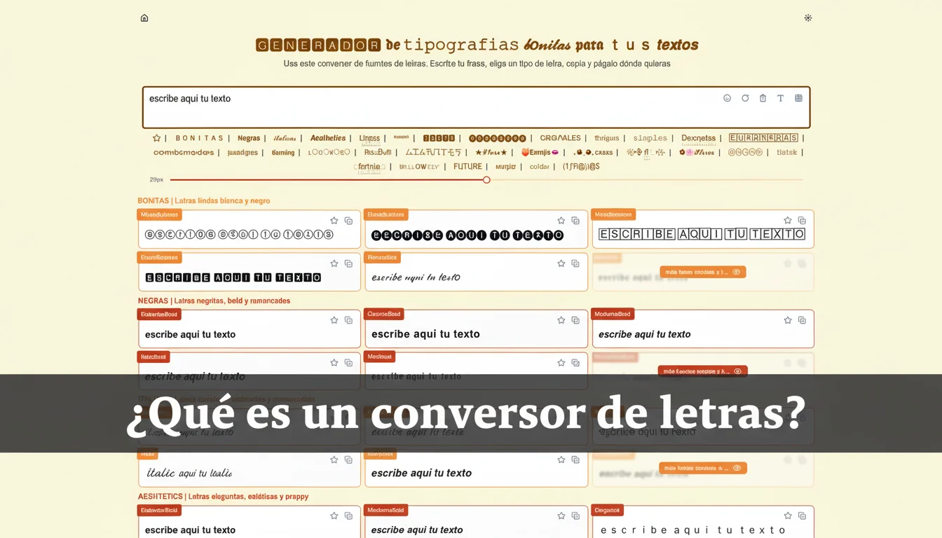 ¿Qué es un conversor de letras? - Captura de la herramienta de conversión de fuentes