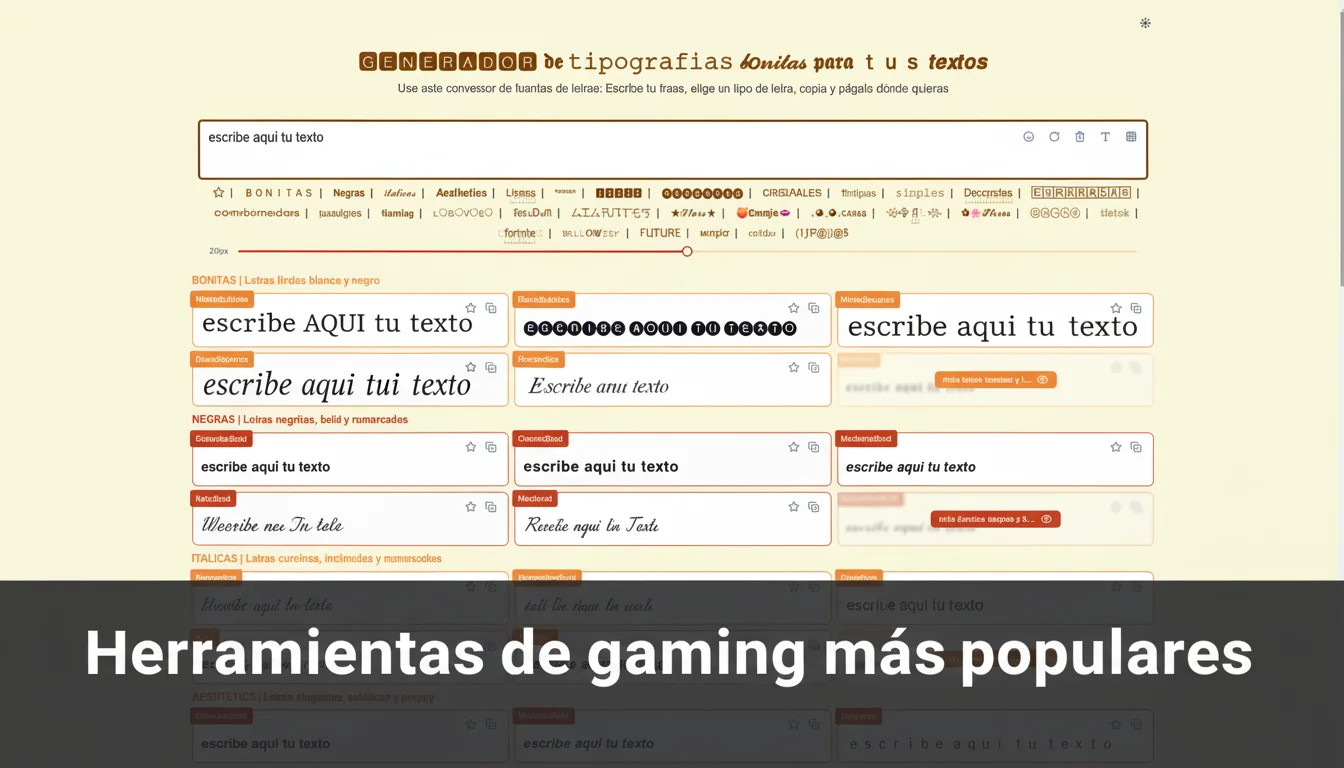 Herramientas para gaming: generador de nicks, conversor de letras y fuentes especiales para copiar y pegar