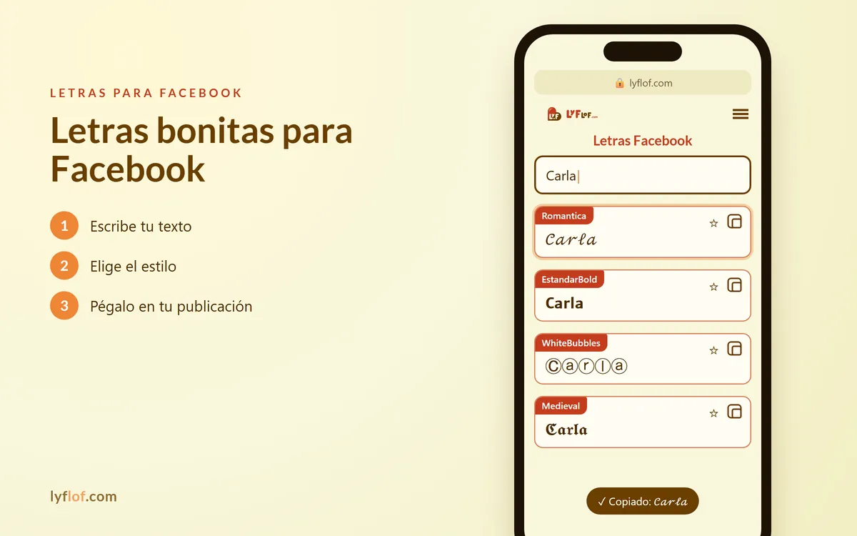 Conversor de letras para Facebook en el móvil: cursiva, negrita, burbujas y medieval