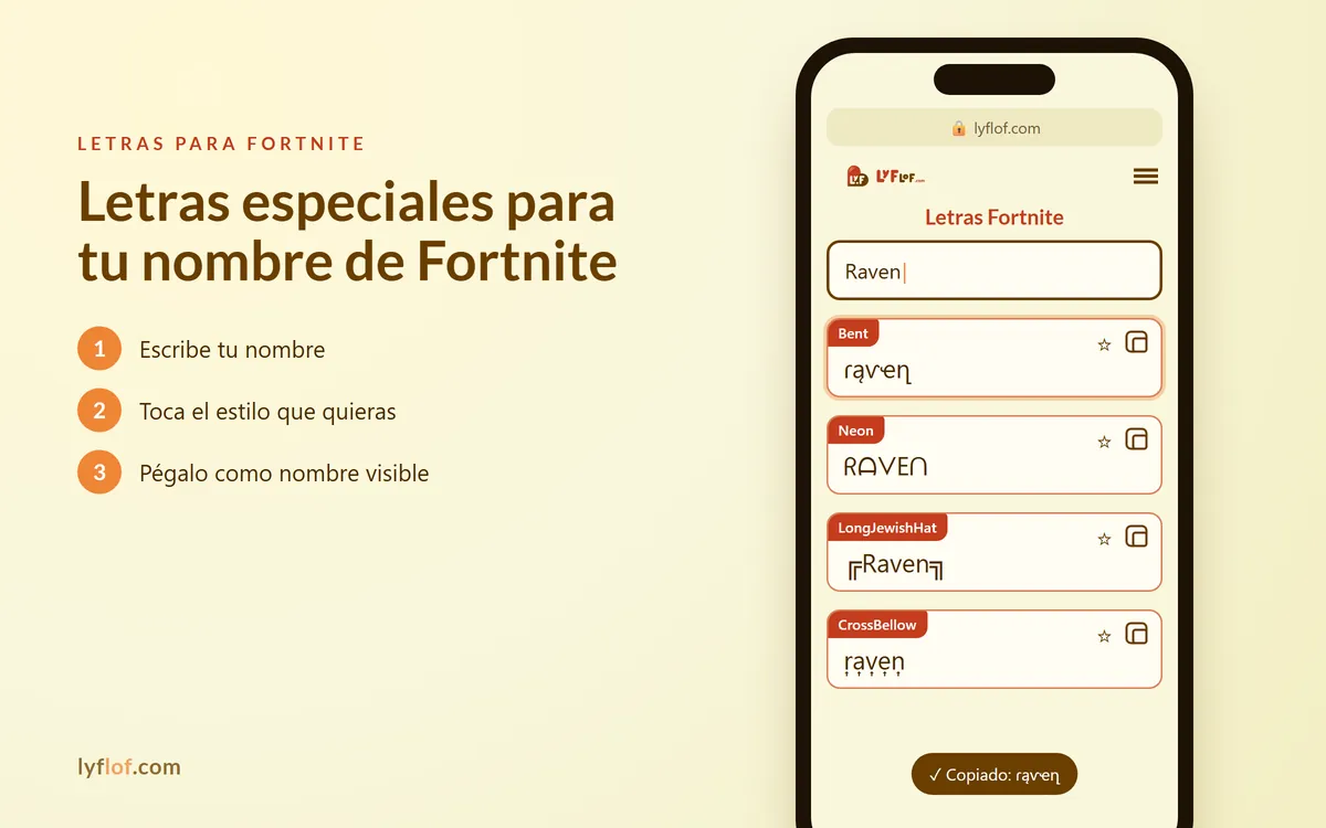 Conversor de letras para Fortnite en el móvil: escribes Raven y salen estilos para tu nombre visible