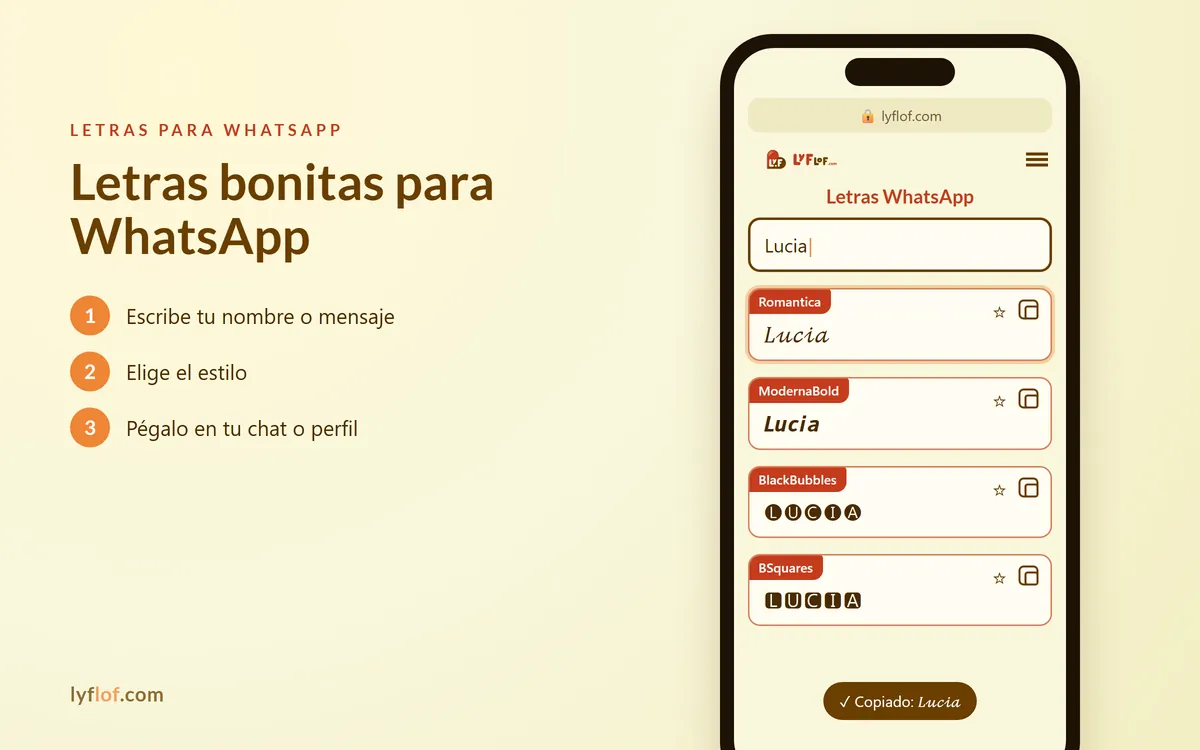 Conversor de letras para WhatsApp en el móvil: cursiva, negrita, burbujas y cuadros